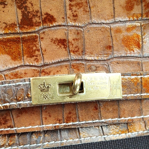 🟧Accessoires De Mademoiselle Cova Leather Croc & Canvas Bag - Picture 12 of 16